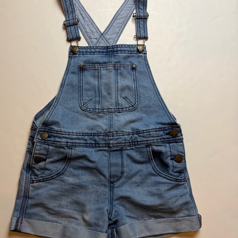 Tommy Hilfiger Girls' Blue Denim Overalls with Front Pockets Size M (9/10)